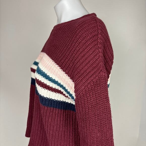 Pacsun Womens Striped Print Red Cotton Long Sleeve Pullover Sweater Top Size XS - Picture 4 of 8